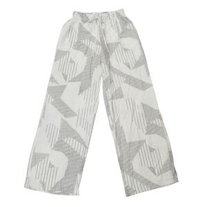 Stitch Feather Wide Leg Pants Womens Small White Geometric Lounge Boho Beach